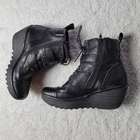 Fly London Yezi Leather Ankle Boots Women's 41 / US 10 Black - Picture 7 of 12